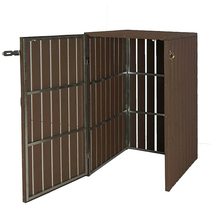 Proregal Mülltonnenbox XL 1er-/2er-WPC - Stahl, Braun, Geeignet für Anzahl Mülltonnen: 2 Stk.