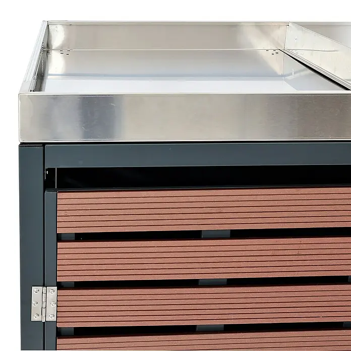 Proregal Mülltonnenbox 3er mit Pflanzkasten - Metall, Braun, Geeignet für Anzahl Mülltonnen: 3 Stk.