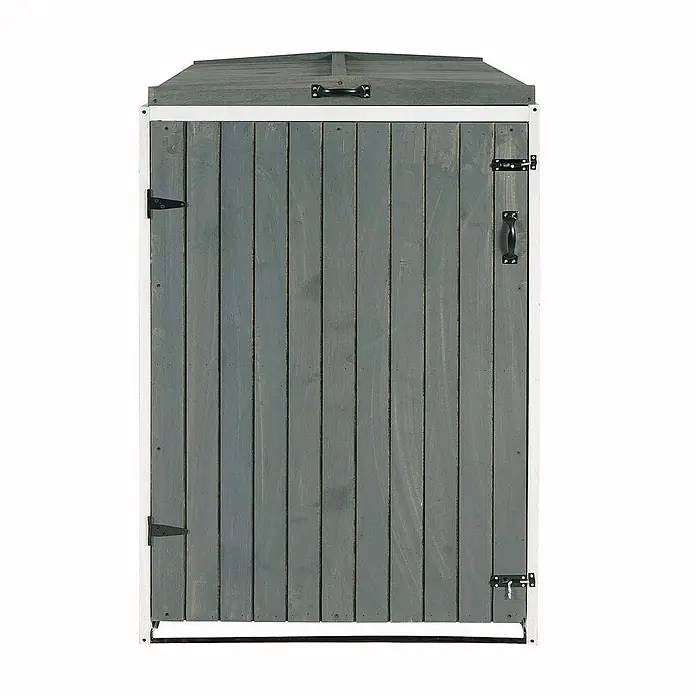 Proregal Mülltonnenbox XL 1er-/2er - Holz, Grau-Weiß, Geeignet für Anzahl Mülltonnen: 2 Stk.