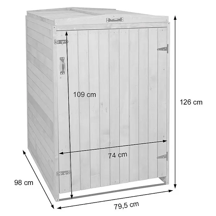 Proregal Mülltonnenbox XL 1er-/2er - Holz, Grau-Weiß, Geeignet für Anzahl Mülltonnen: 2 Stk.