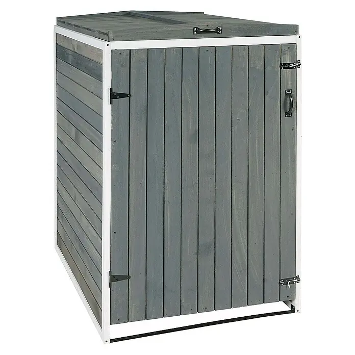 Proregal Mülltonnenbox XL 1er-/2er - Holz, Grau-Weiß, Geeignet für Anzahl Mülltonnen: 2 Stk.