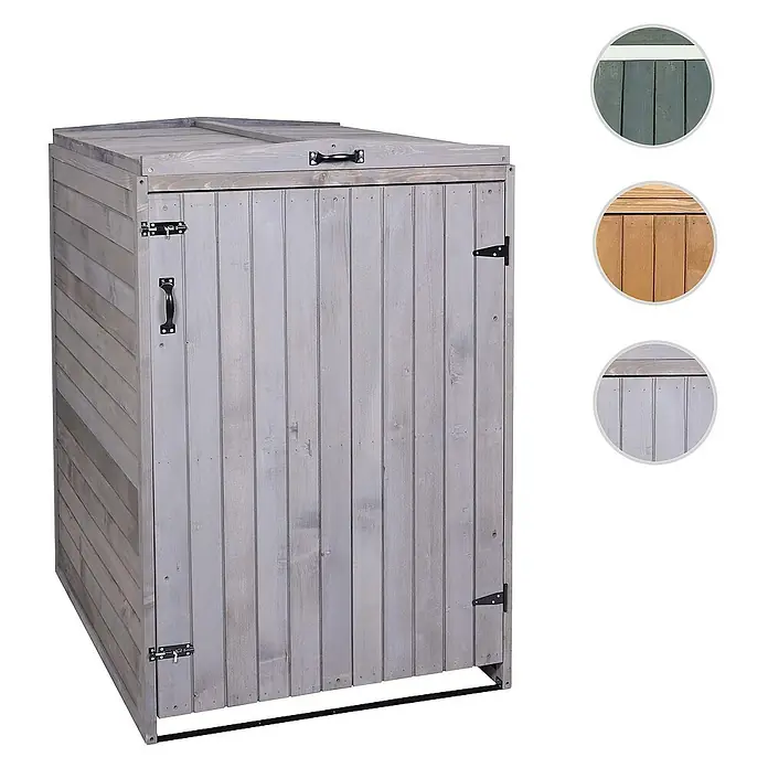 Proregal Mülltonnenbox XL 1er-/2er - Holz, Grau-Weiß, Geeignet für Anzahl Mülltonnen: 2 Stk.