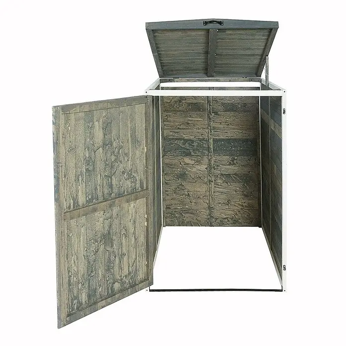 Proregal Mülltonnenbox XL 1er-/2er - Holz, Grau-Weiß, Geeignet für Anzahl Mülltonnen: 2 Stk.