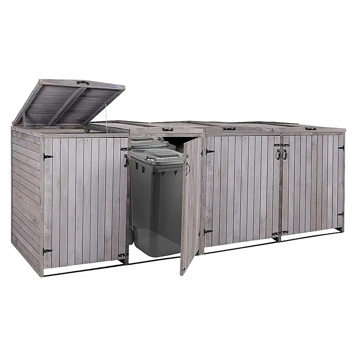 Proregal Mülltonnenbox XL 4er-/8er - Holz, Anthrazit-Grau, Geeignet für Anzahl Mülltonnen: 4 Stk.