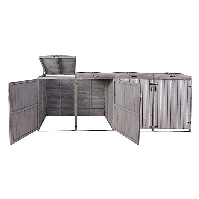 Proregal Mülltonnenbox XL 4er-/8er - Holz, Anthrazit-Grau, Geeignet für Anzahl Mülltonnen: 4 Stk.