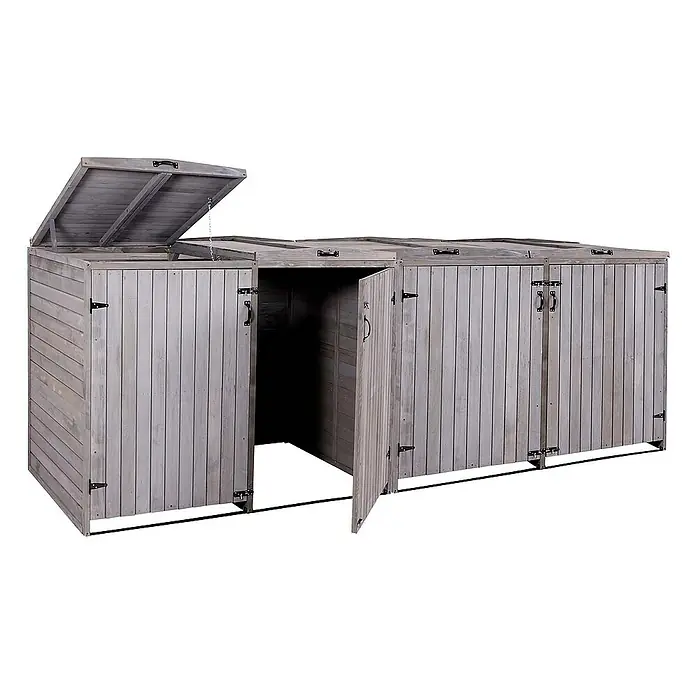 Proregal Mülltonnenbox XL 4er-/8er - Holz, Anthrazit-Grau, Geeignet für Anzahl Mülltonnen: 4 Stk.