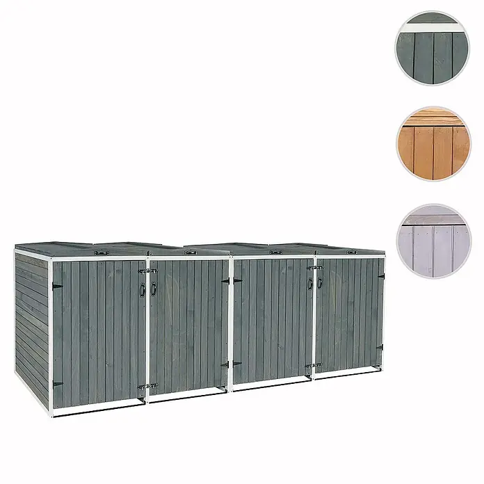 Proregal Mülltonnenbox XL 4er-/8er - Holz, Anthrazit-Grau, Geeignet für Anzahl Mülltonnen: 4 Stk.