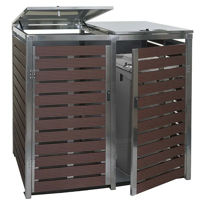 Proregal Mülltonnenbox 2er - 134 x 84 cm, Metall, Braun, Geeignet für Anzahl Mülltonnen: 2 Stk.