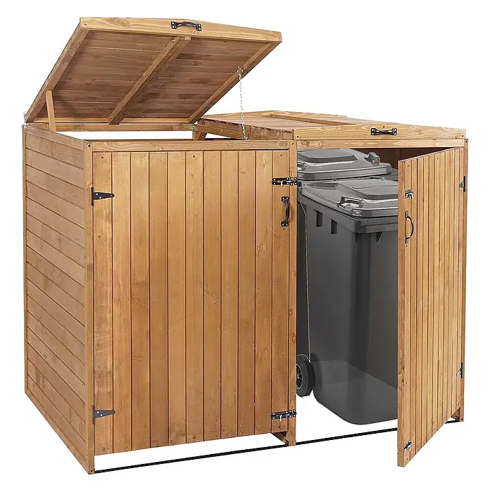 Proregal Mülltonnenbox XL 2er-/4er - Holz, Braun, Geeignet für Anzahl Mülltonnen: 4 Stk.