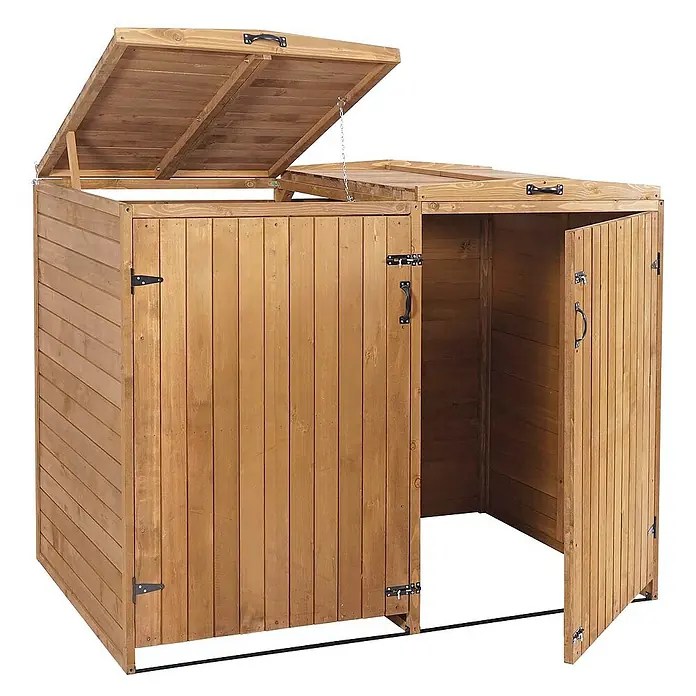 Proregal Mülltonnenbox XL 2er-/4er - Holz, Braun, Geeignet für Anzahl Mülltonnen: 4 Stk.