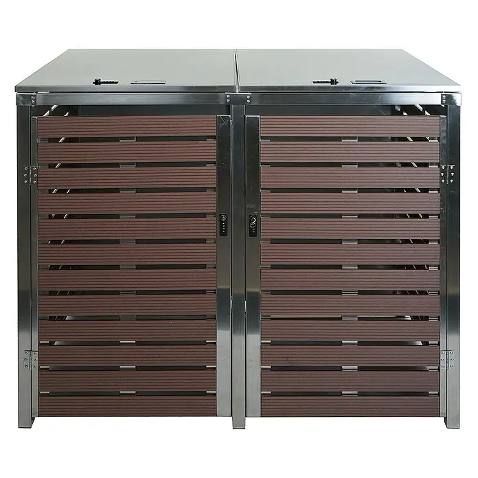 Proregal Mülltonnenbox 2er - 134 x 84 cm, Metall, Braun, Geeignet für Anzahl Mülltonnen: 2 Stk.