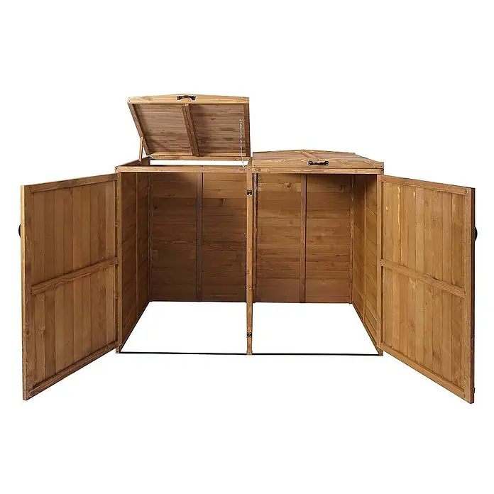 Proregal Mülltonnenbox XL 2er-/4er - Holz, Braun, Geeignet für Anzahl Mülltonnen: 4 Stk.