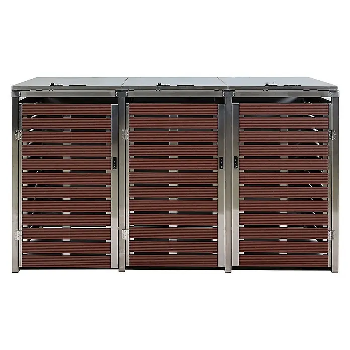 Proregal Mülltonnenbox 3er - 200 x 85 cm, Metall, Braun, Geeignet für Anzahl Mülltonnen: 3 Stk.