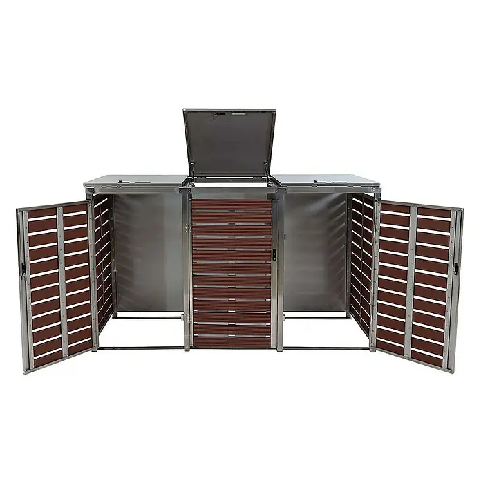 Proregal Mülltonnenbox 3er - 200 x 85 cm, Metall, Braun, Geeignet für Anzahl Mülltonnen: 3 Stk.