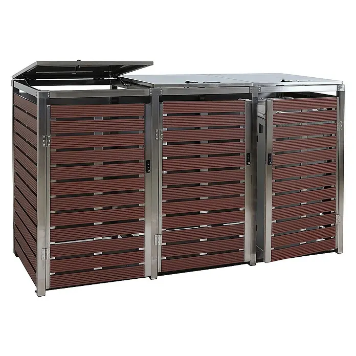 Proregal Mülltonnenbox 3er - 200 x 85 cm, Metall, Braun, Geeignet für Anzahl Mülltonnen: 3 Stk.