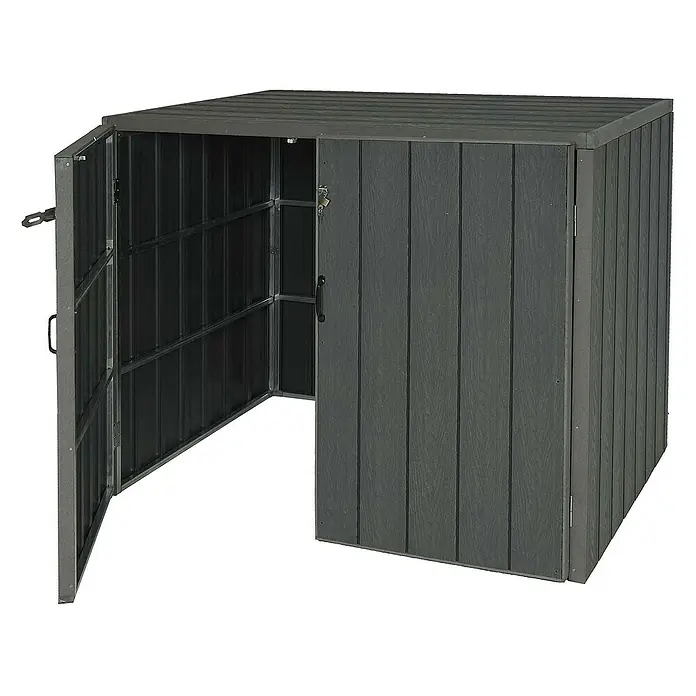 Proregal Mülltonnenbox XL 2er-/4er-WPC - Stahl, Grau, Geeignet für Anzahl Mülltonnen: 4 Stk.