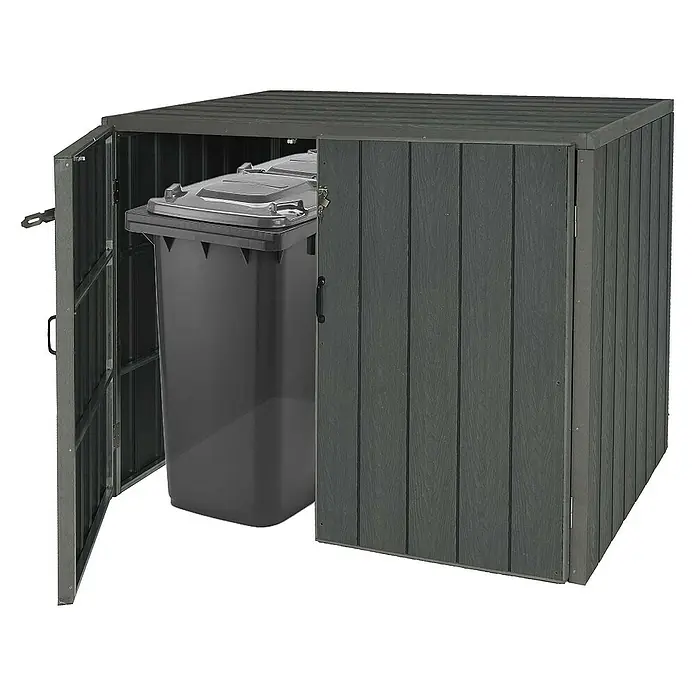 Proregal Mülltonnenbox XL 2er-/4er-WPC - Stahl, Grau, Geeignet für Anzahl Mülltonnen: 4 Stk.