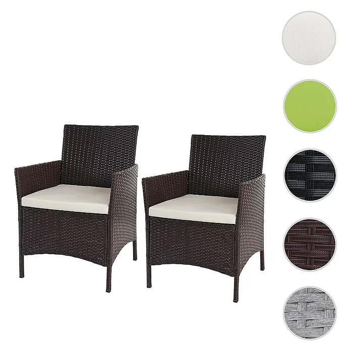 Proregal Gartensessel 2er-Set - 2 Stk., Poly-Rattan, Braun