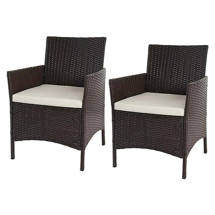 Proregal Gartensessel 2er-Set - 2 Stk., Poly-Rattan, Braun