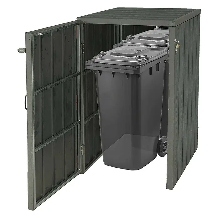 Proregal Mülltonnenbox XL 1er-/2er-WPC - Stahl, Grau, Geeignet für Anzahl Mülltonnen: 2 Stk.