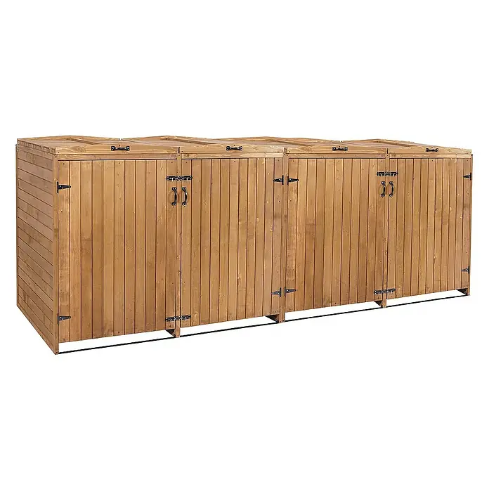 Proregal Mülltonnenbox XL 4er-/8er - Holz, Braun, Geeignet für Anzahl Mülltonnen: 4 Stk.