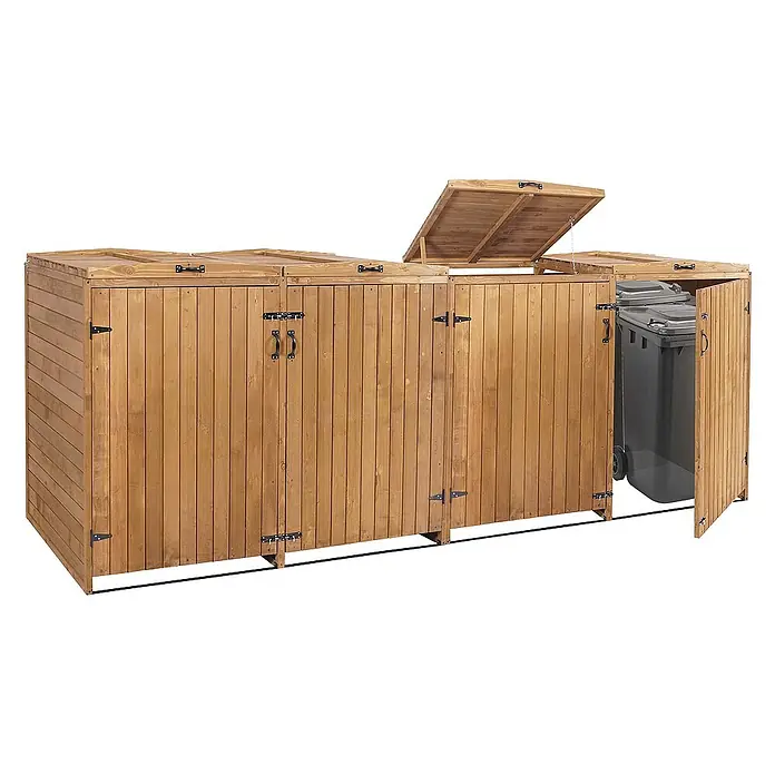 Proregal Mülltonnenbox XL 4er-/8er - Holz, Braun, Geeignet für Anzahl Mülltonnen: 4 Stk.