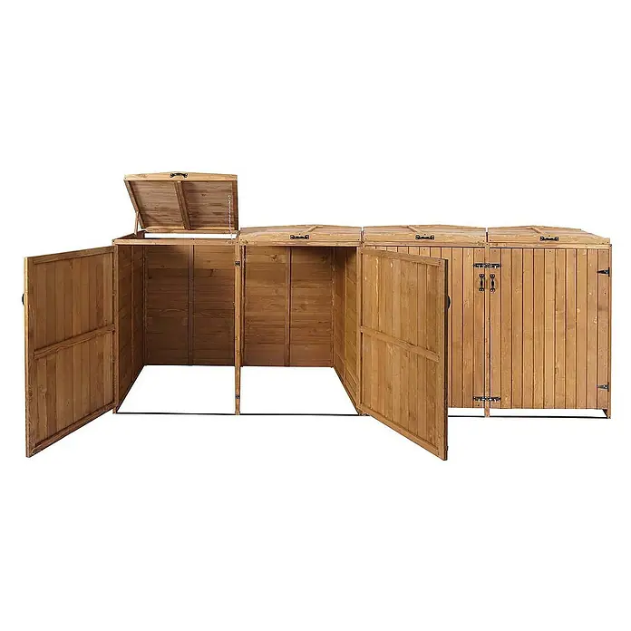 Proregal Mülltonnenbox XL 4er-/8er - Holz, Braun, Geeignet für Anzahl Mülltonnen: 4 Stk.