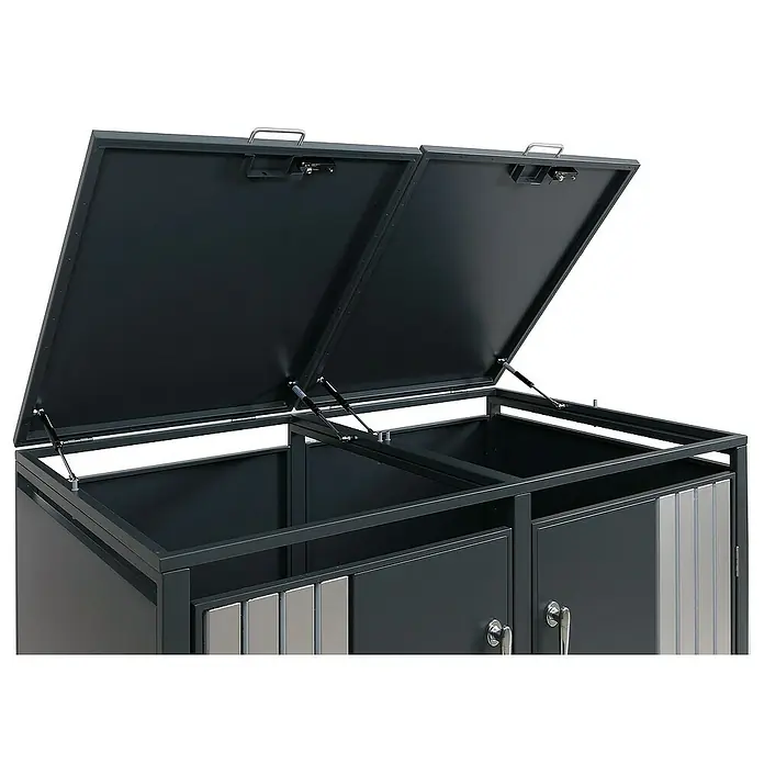 Proregal Mülltonnenbox 2er mit Deckel - Stahl, Anthrazit, Geeignet für Anzahl Mülltonnen: 2 Stk.