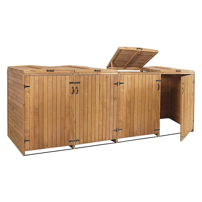 Proregal Mülltonnenbox XL 4er-/8er - Holz, Braun, Geeignet für Anzahl Mülltonnen: 4 Stk.