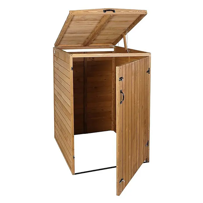 Proregal Mülltonnenbox XL 1er-/2er - Holz, Braun, Geeignet für Anzahl Mülltonnen: 2 Stk.