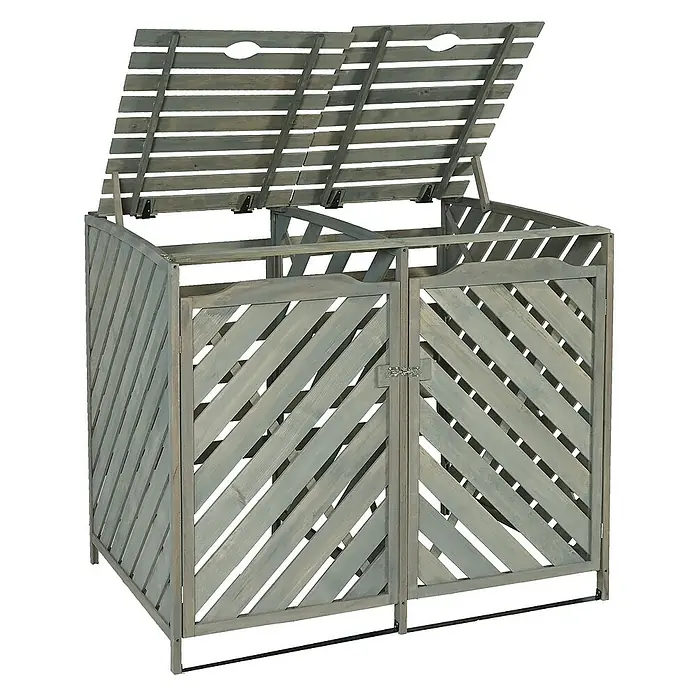 Proregal Mülltonnenbox XL 2er-/4er - Holz, Grau, Geeignet für Anzahl Mülltonnen: 4 Stk.