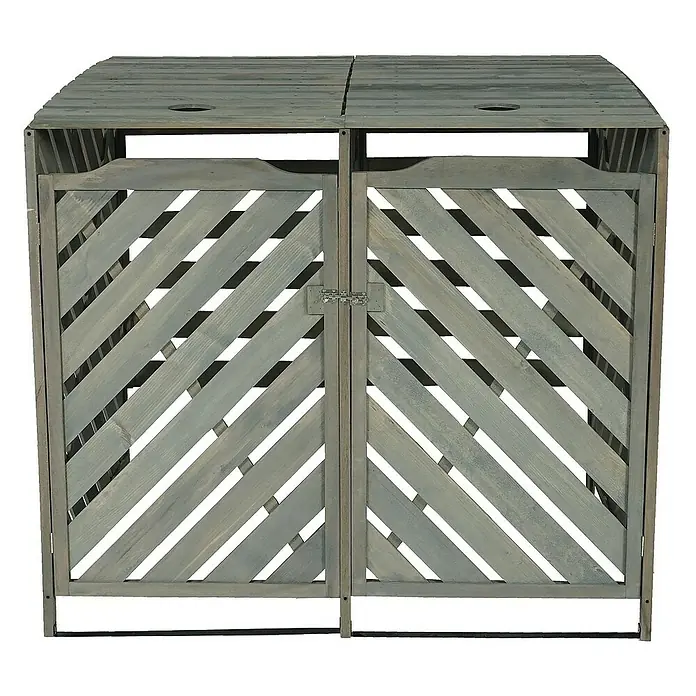 Proregal Mülltonnenbox XL 2er-/4er - Holz, Grau, Geeignet für Anzahl Mülltonnen: 4 Stk.