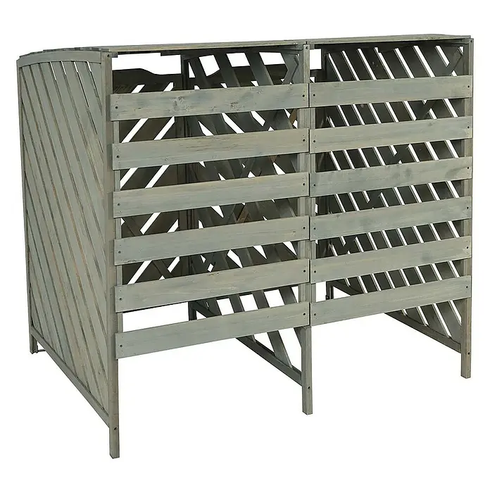 Proregal Mülltonnenbox XL 2er-/4er - Holz, Grau, Geeignet für Anzahl Mülltonnen: 4 Stk.