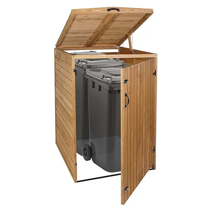 Proregal Mülltonnenbox XL 1er-/2er - Holz, Braun, Geeignet für Anzahl Mülltonnen: 2 Stk.