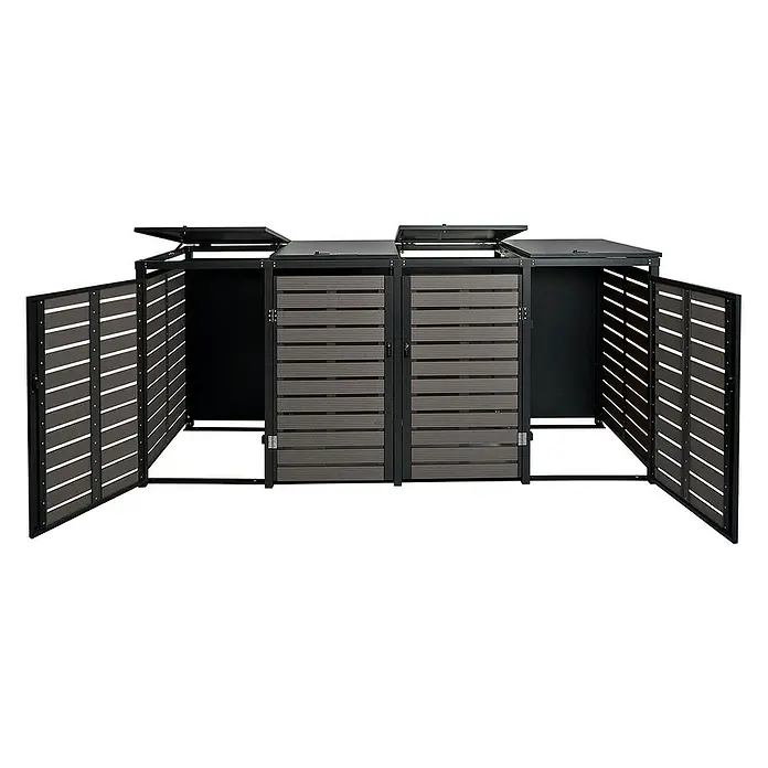Proregal Mülltonnenbox 4er - 264 x 84 cm, Metall, Anthrazit, Geeignet für Anzahl Mülltonnen: 4 Stk.