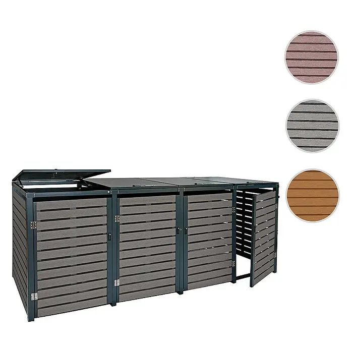 Proregal Mülltonnenbox 4er - 264 x 84 cm, Metall, Anthrazit, Geeignet für Anzahl Mülltonnen: 4 Stk.
