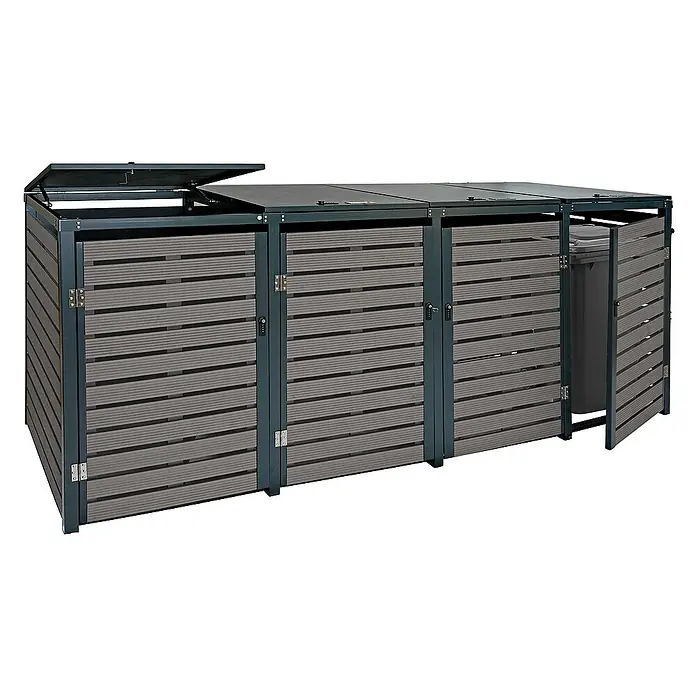 Proregal Mülltonnenbox 4er - 264 x 84 cm, Metall, Anthrazit, Geeignet für Anzahl Mülltonnen: 4 Stk.