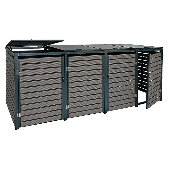 Proregal Mülltonnenbox 4er - 264 x 84 cm, Metall, Anthrazit, Geeignet für Anzahl Mülltonnen: 4 Stk.