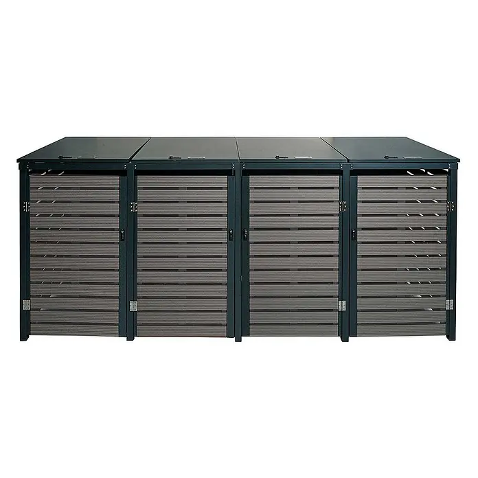 Proregal Mülltonnenbox 4er - 264 x 84 cm, Metall, Anthrazit, Geeignet für Anzahl Mülltonnen: 4 Stk.