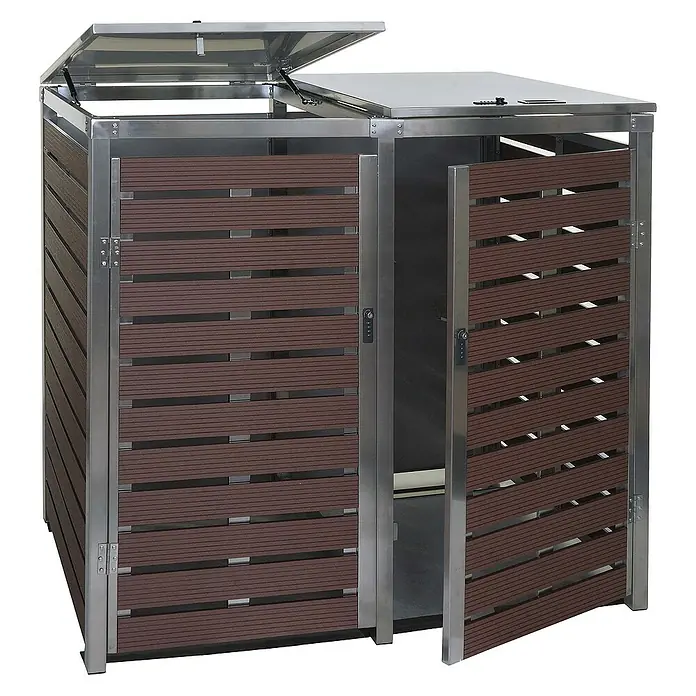 Proregal Mülltonnenbox XL 2er/4er - Metall, Braun, Geeignet für Anzahl Mülltonnen: 4 Stk.