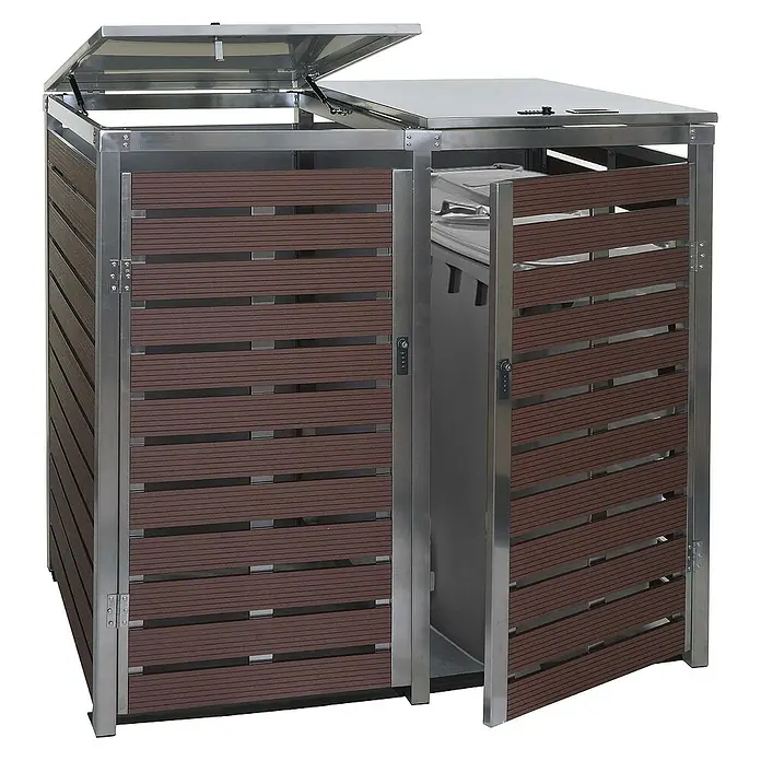 Proregal Mülltonnenbox XL 2er/4er - Metall, Braun, Geeignet für Anzahl Mülltonnen: 4 Stk.
