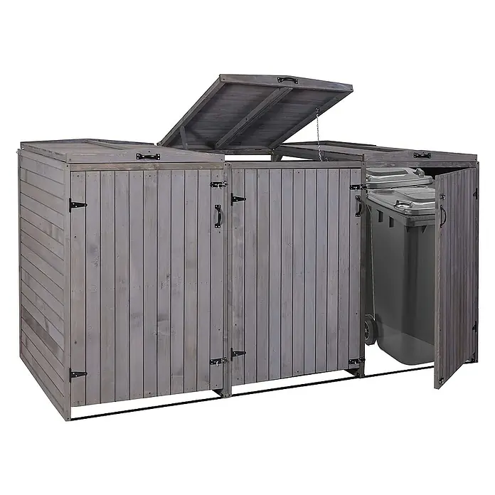 Proregal Mülltonnenbox XL 3er-/6er - Holz, Anthrazit-Grau, Geeignet für Anzahl Mülltonnen: 3 Stk.