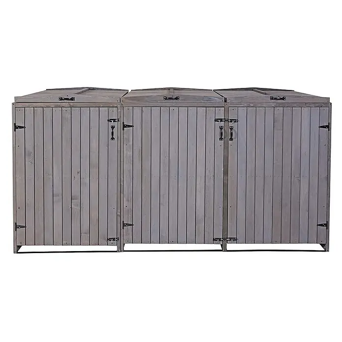 Proregal Mülltonnenbox XL 3er-/6er - Holz, Anthrazit-Grau, Geeignet für Anzahl Mülltonnen: 3 Stk.