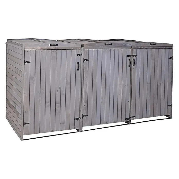 Proregal Mülltonnenbox XL 3er-/6er - Holz, Anthrazit-Grau, Geeignet für Anzahl Mülltonnen: 3 Stk.