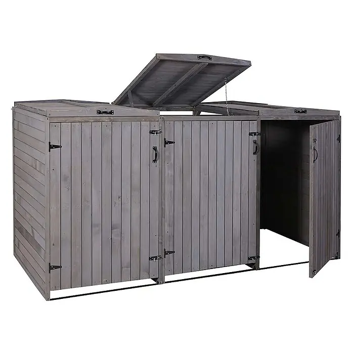 Proregal Mülltonnenbox XL 3er-/6er - Holz, Anthrazit-Grau, Geeignet für Anzahl Mülltonnen: 3 Stk.