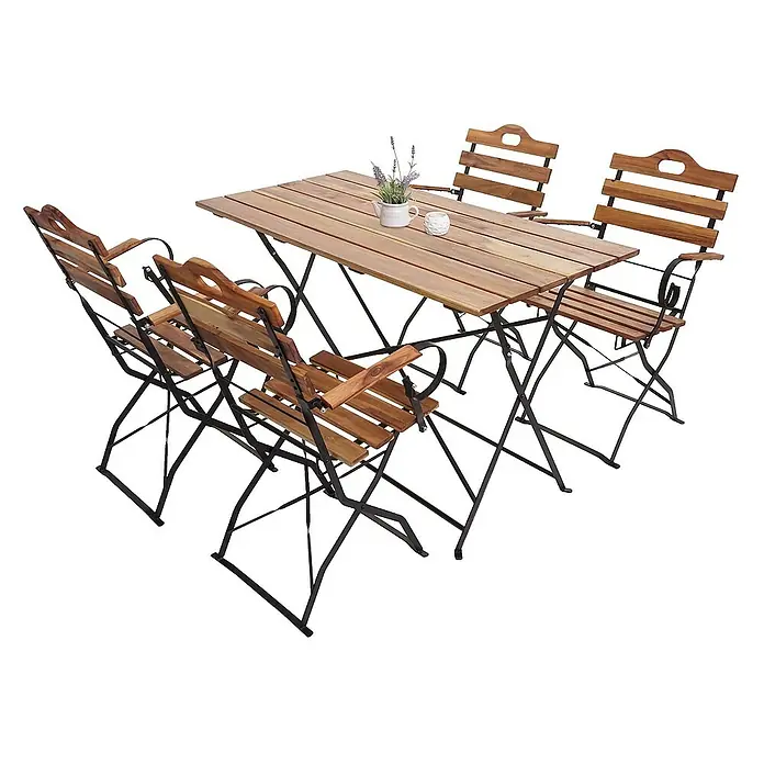 Proregal Gartenstuhl-Set Garnitur mit Tisch - Naturfarben