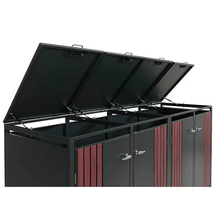 Proregal Mülltonnenbox 4er mit Deckel - Stahl, Anthrazit, Geeignet für Anzahl Mülltonnen: 4 Stk.