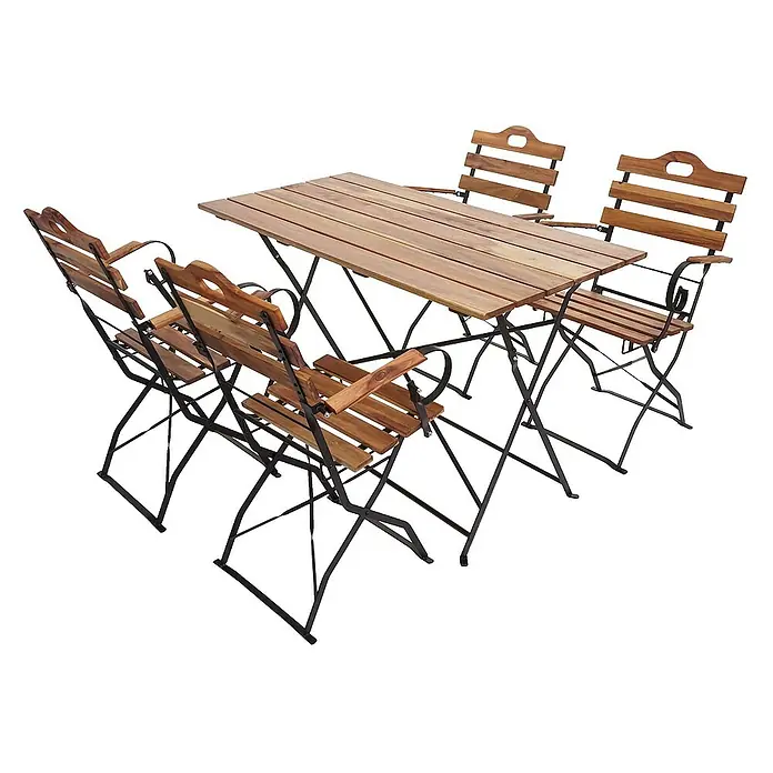 Proregal Gartenstuhl-Set Garnitur mit Tisch - Naturfarben