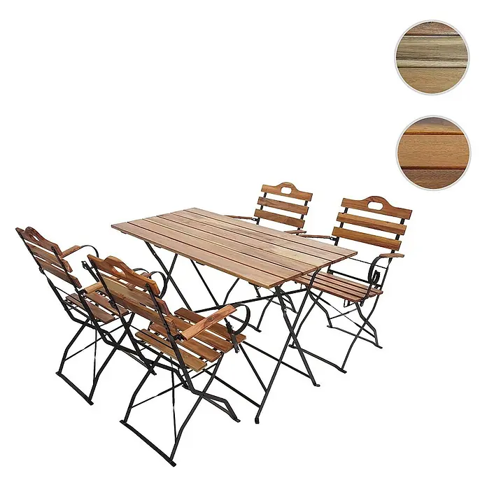 Proregal Gartenstuhl-Set Garnitur mit Tisch - Naturfarben