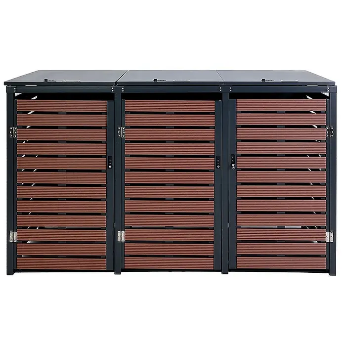 Proregal Mülltonnenbox 3er - 205 x 84 cm, Metall, Braun, Geeignet für Anzahl Mülltonnen: 3 Stk.
